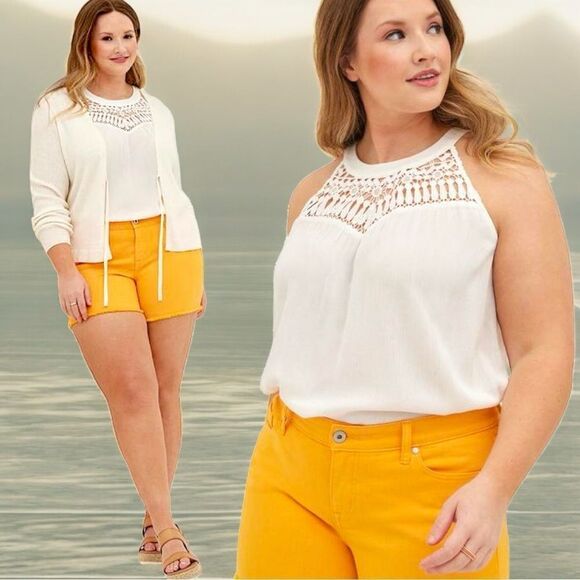 torrid Pants - Torrid Mango Mid-Rise Vintage Stretch Midi Short Size 20